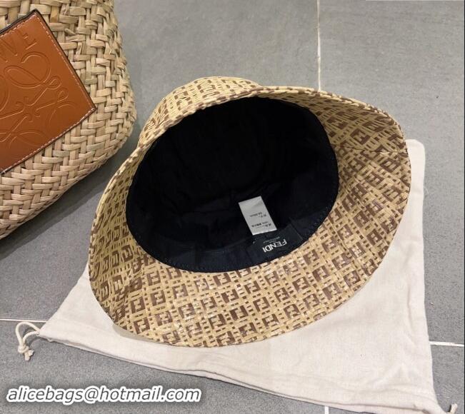 Buy Classic Fendi Straw Bucket Hat 0706 Beige/Khaki 2023