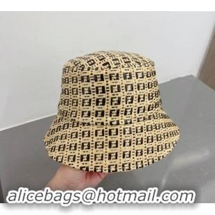 Well Crafted Fendi Straw Bucket Hat 0706 Beige/Black 2023