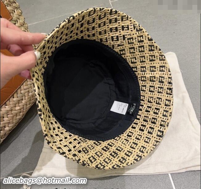 Well Crafted Fendi Straw Bucket Hat 0706 Beige/Black 2023