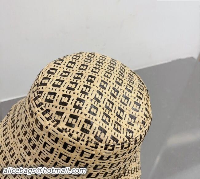 Well Crafted Fendi Straw Bucket Hat 0706 Beige/Black 2023