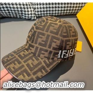 Luxury Cheap Fendi FF Baseball Hat F83025 Brown 2023