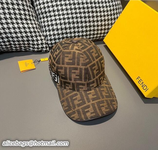 Luxury Cheap Fendi FF Baseball Hat F83025 Brown 2023