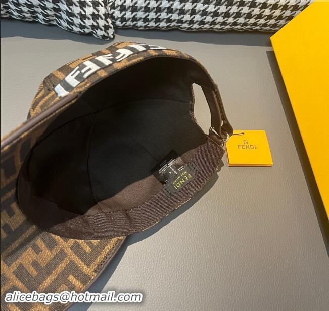 Luxury Cheap Fendi FF Baseball Hat F83025 Brown 2023