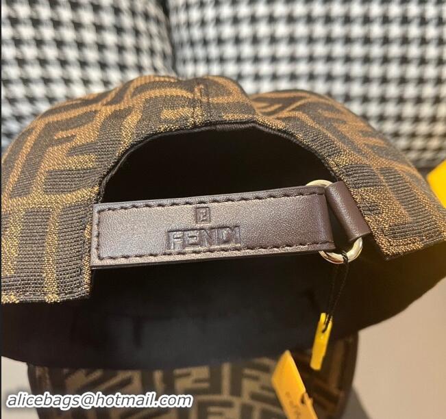 Luxury Cheap Fendi FF Baseball Hat F83025 Brown 2023