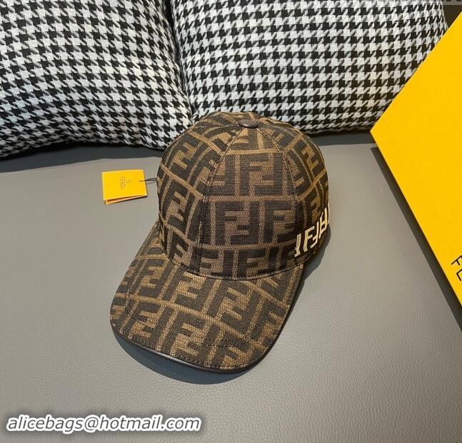 Luxury Cheap Fendi FF Baseball Hat F83025 Brown 2023