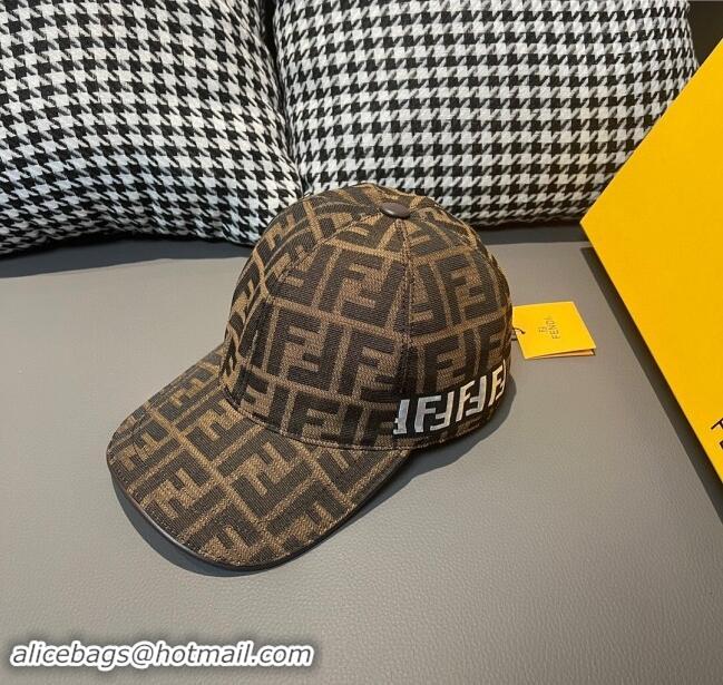 Luxury Cheap Fendi FF Baseball Hat F83025 Brown 2023