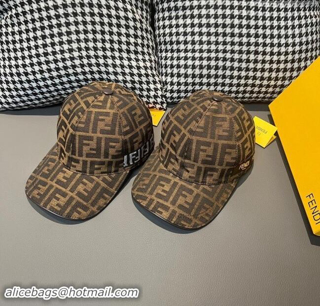 Luxury Cheap Fendi FF Baseball Hat F83025 Brown 2023