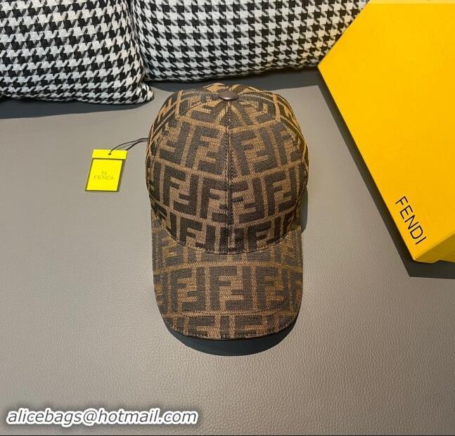 Top Design Fendi FF Baseball Hat F83026 Brown 2023