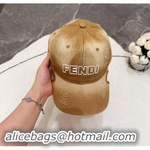 Top Quality Fendi Denim Baseball Hat F83029 Brown 2023