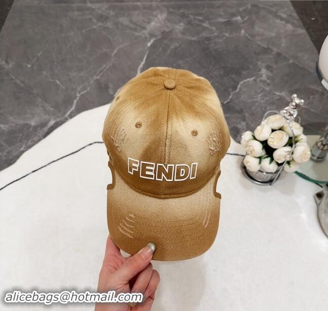 Top Quality Fendi Denim Baseball Hat F83029 Brown 2023