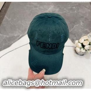 New Design Fendi Denim Baseball Hat F83030 Dark Green 2023