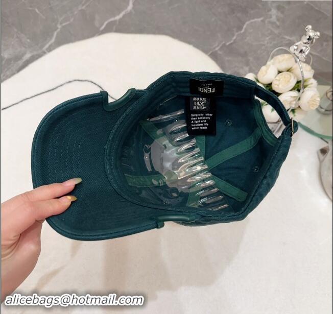 New Design Fendi Denim Baseball Hat F83030 Dark Green 2023