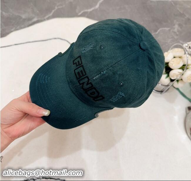 New Design Fendi Denim Baseball Hat F83030 Dark Green 2023