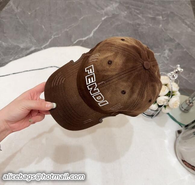 Low Price Fendi Denim Baseball Hat F83031 Dark Brown 2023