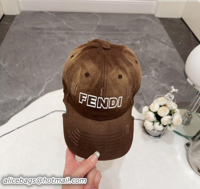 Low Price Fendi Denim Baseball Hat F83031 Dark Brown 2023