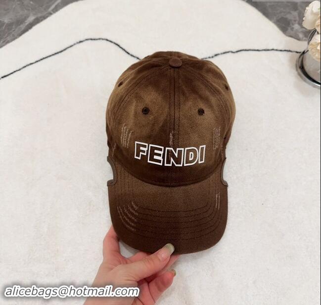 Low Price Fendi Denim Baseball Hat F83031 Dark Brown 2023