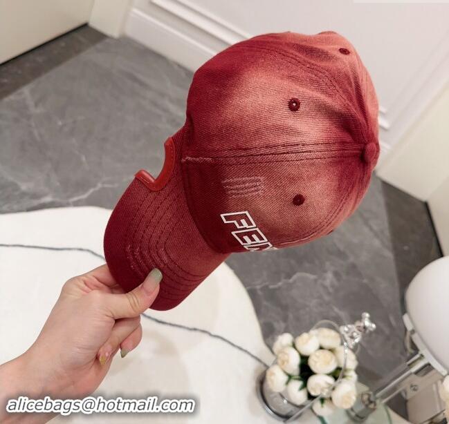 Classic Specials Fendi Denim Baseball Hat F83032 Burgundy 2023