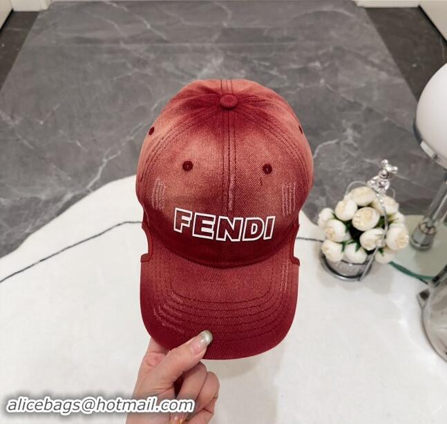 Classic Specials Fendi Denim Baseball Hat F83032 Burgundy 2023