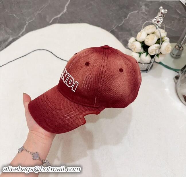 Classic Specials Fendi Denim Baseball Hat F83032 Burgundy 2023