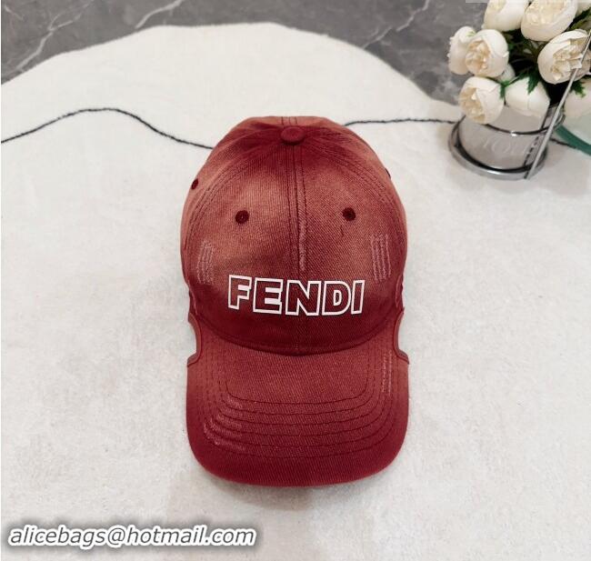 Classic Specials Fendi Denim Baseball Hat F83032 Burgundy 2023