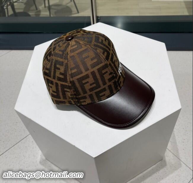 Buy Classic Fendi FF Baseball Hat F83035 Brown 2023