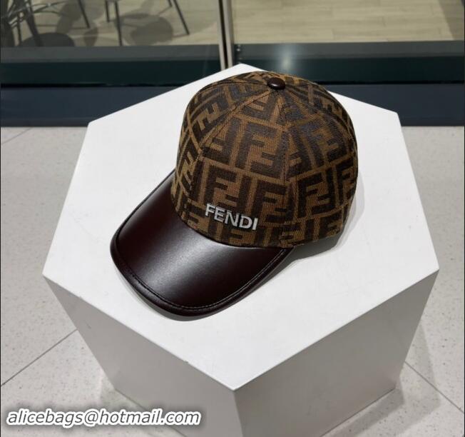 Buy Classic Fendi FF Baseball Hat F83035 Brown 2023