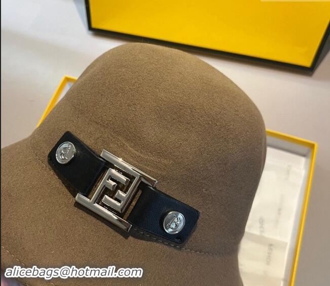 Top Quality Fendi Wool FF Charm Bucket Hat F8041 Brown 2023