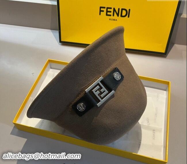 Top Quality Fendi Wool FF Charm Bucket Hat F8041 Brown 2023