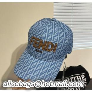 Top Grade Fendi FF Canvas Baseball Hat 0131 Blue 2024