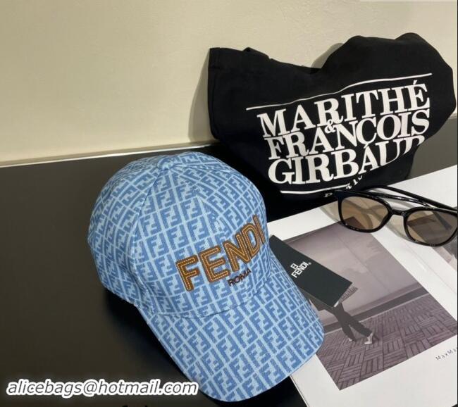 Top Grade Fendi FF Canvas Baseball Hat 0131 Blue 2024