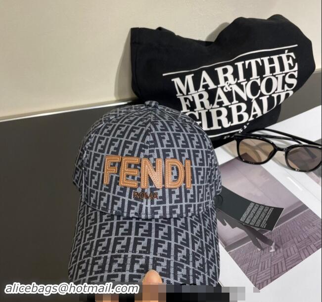 Top Quality Fendi FF Canvas Baseball Hat 0131 Grey 2024