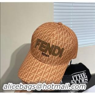 Top Grade Fendi FF Canvas Baseball Hat 0131 Yellow 2024