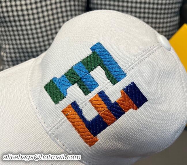 Best Quality Fendi FF Denim Baseball Hat F0301 White 2024