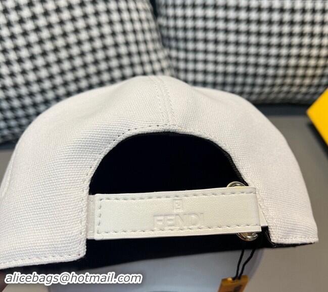 Best Quality Fendi FF Denim Baseball Hat F0301 White 2024