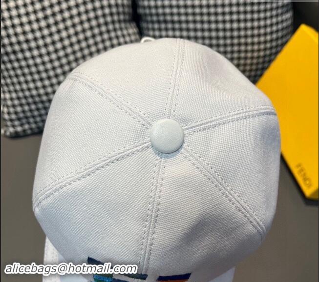 Best Quality Fendi FF Denim Baseball Hat F0301 White 2024