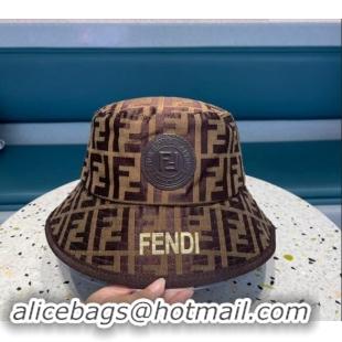 Top Quality Fendi FF Fabric Bucket Hat F040301 Brown 2024