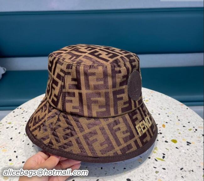 Top Quality Fendi FF Fabric Bucket Hat F040301 Brown 2024