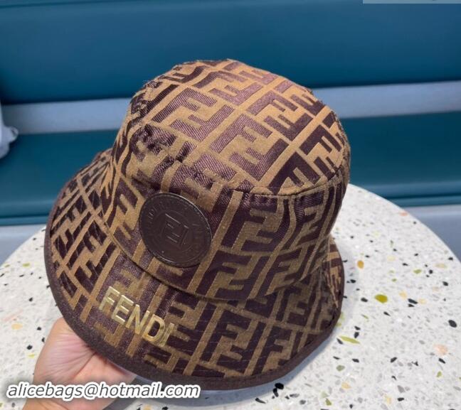 Top Quality Fendi FF Fabric Bucket Hat F040301 Brown 2024