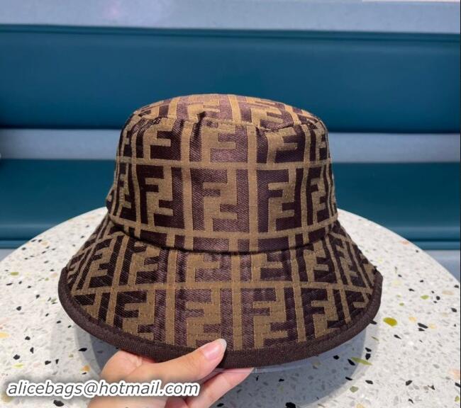 Top Quality Fendi FF Fabric Bucket Hat F040301 Brown 2024