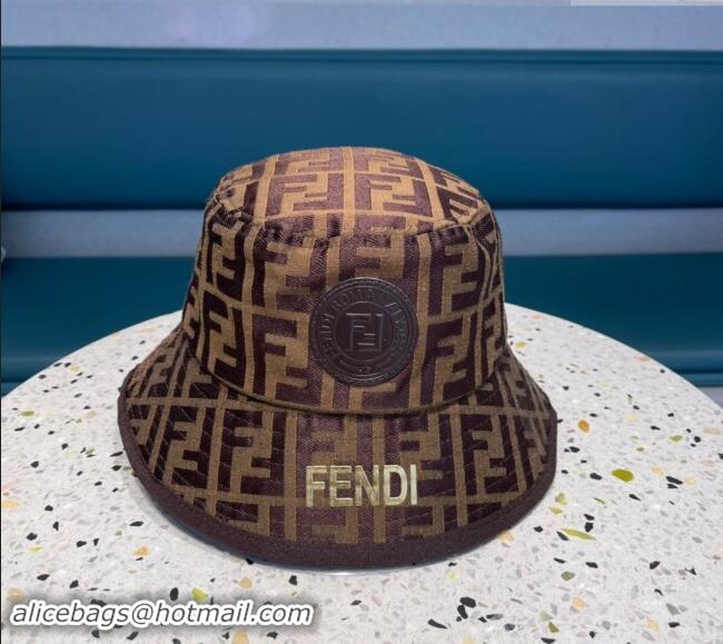 Top Quality Fendi FF Fabric Bucket Hat F040301 Brown 2024