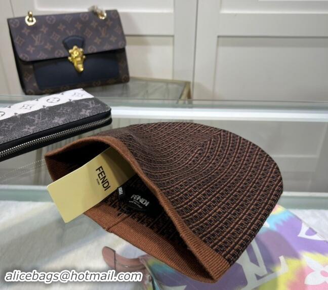 Grade Quality Fendi FF Knit Hat FE082301 Brown 2024