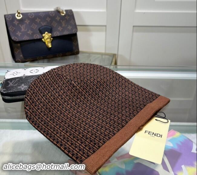 Grade Quality Fendi FF Knit Hat FE082301 Brown 2024