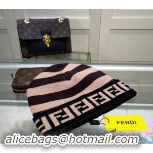 Buy Discount Fendi Cappello Striped Knit Hat FE082302 Beige 2024