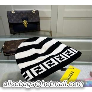 Best Product Fendi Cappello Striped Knit Hat FE082302 Black/White 2024