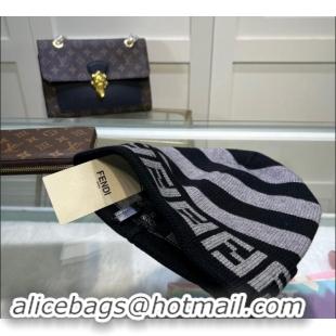 Affordable Price Fendi Cappello Striped Knit Hat FE082302 Grey 2024