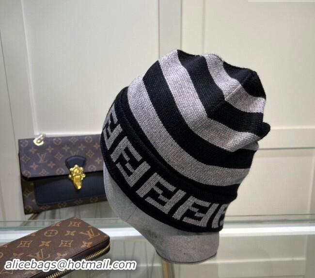 Affordable Price Fendi Cappello Striped Knit Hat FE082302 Grey 2024