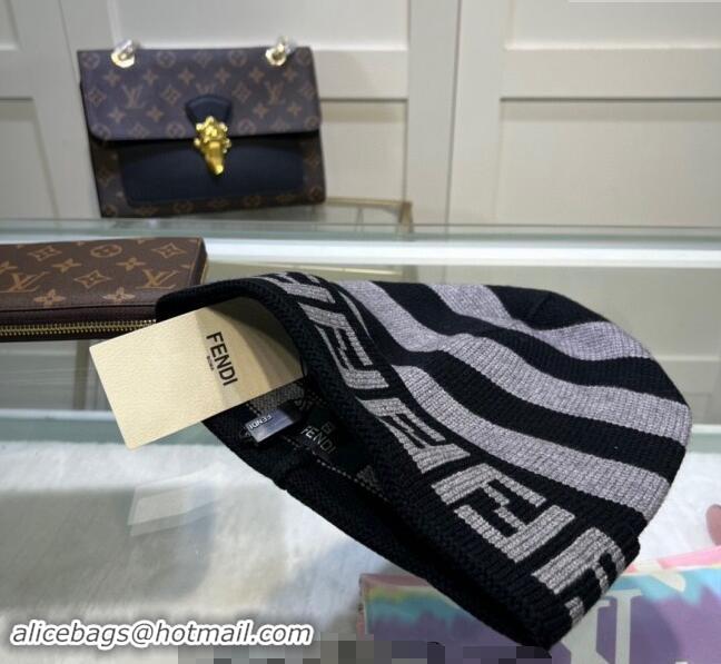 Affordable Price Fendi Cappello Striped Knit Hat FE082302 Grey 2024