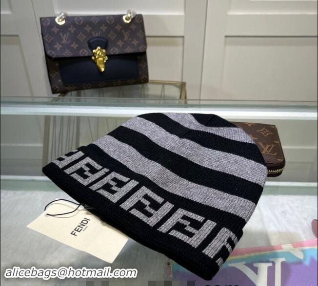 Affordable Price Fendi Cappello Striped Knit Hat FE082302 Grey 2024