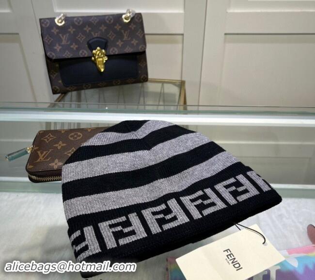 Affordable Price Fendi Cappello Striped Knit Hat FE082302 Grey 2024