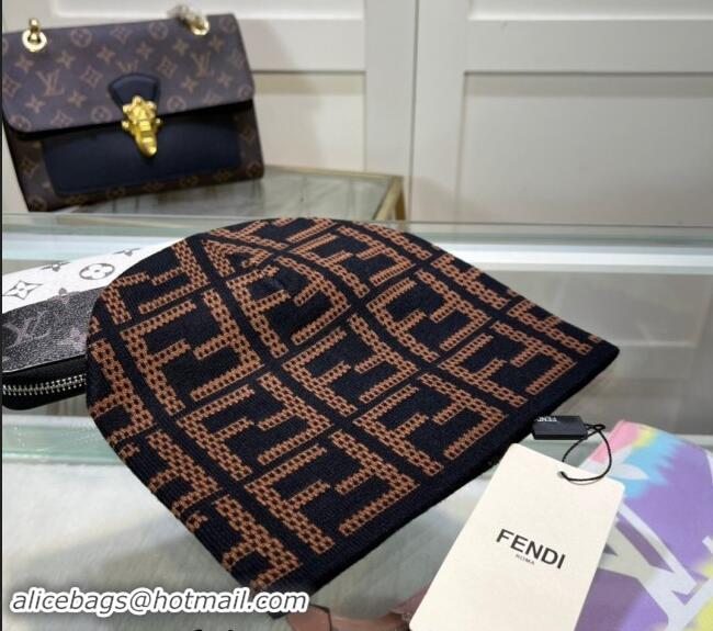 Luxury Discount Fendi Knit Hat FE082303 Brown 2024